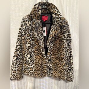 Guess faux fur leopard coat
